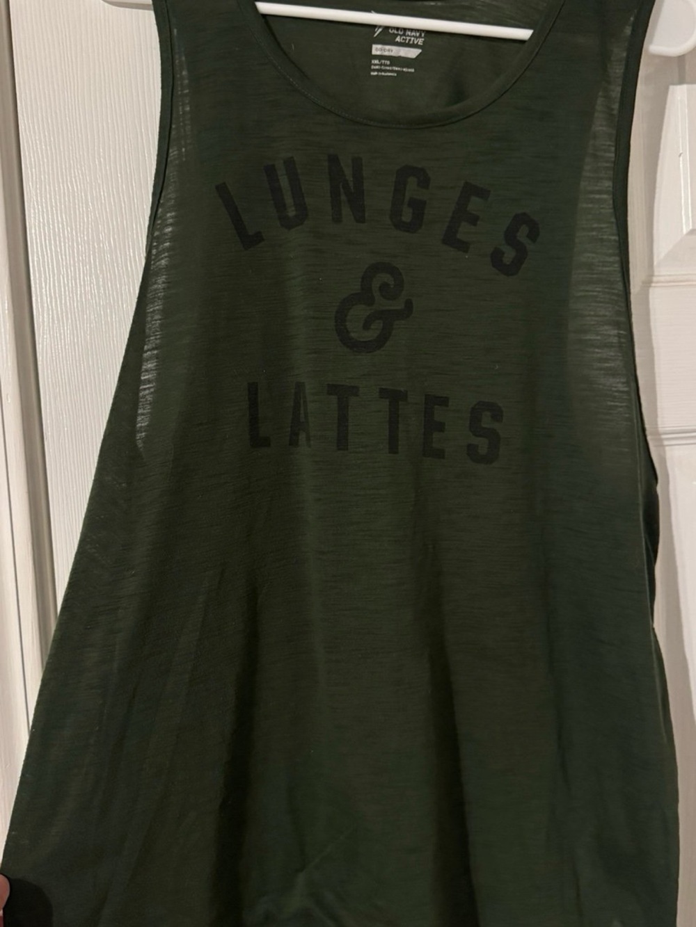 Old Navy Olive Green "Lunges & Lattes" Tank